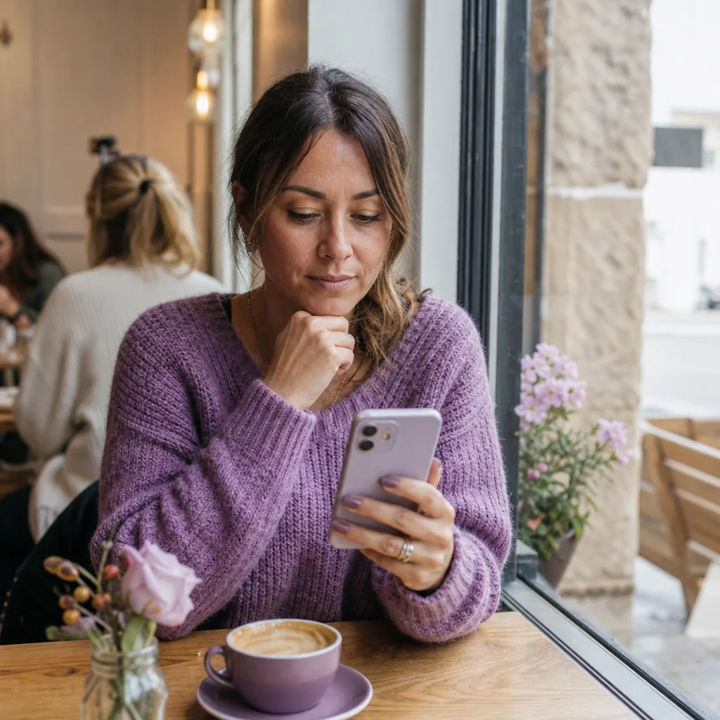 Dating app privacy settings being reviewed on a mobile phone
